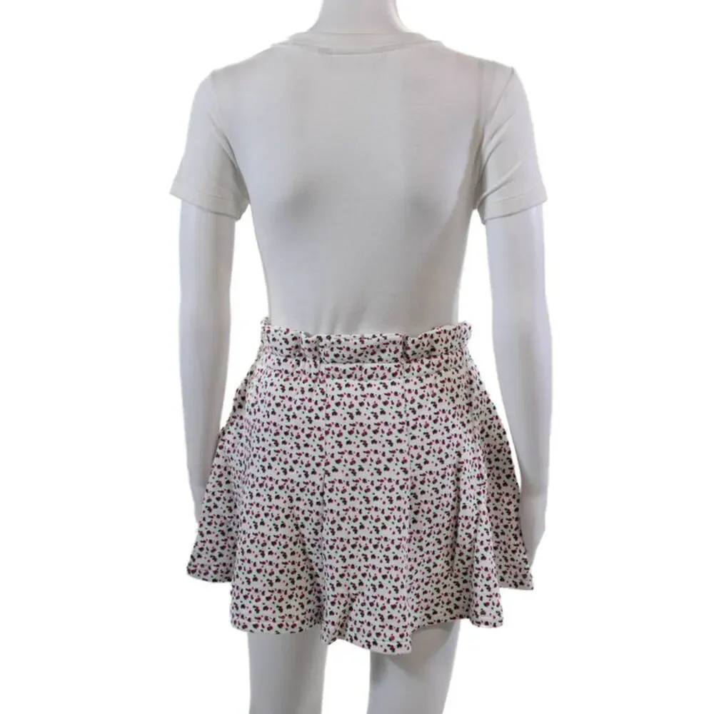 Something Navy Womens Cotton Floral Print Stretch Mini Skort White Size XS